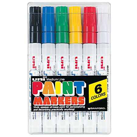 Uni Paint Markers Medium Point Assorted Colors Pack Of 6 - Office