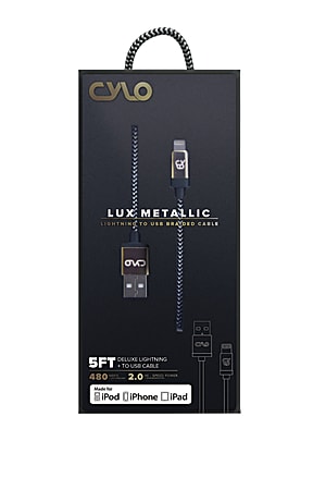CYLO Metallic USB To Lightning Cable, 5', Gold