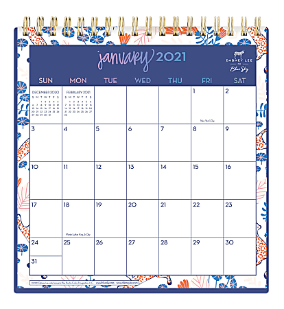 Blue Sky™ Dabney Lee Monthly Desk Calendar With Stand, 6-1/16" x 6-3/8", Enchanted Forest, January To December 2021, 122357