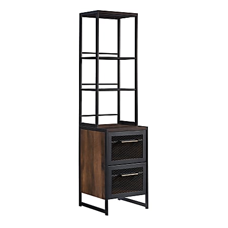 Sauder® Briarbrook 19"D Vertical 2-Drawer File Cabinet With Bookcase Tower, Barrel Oak/Black