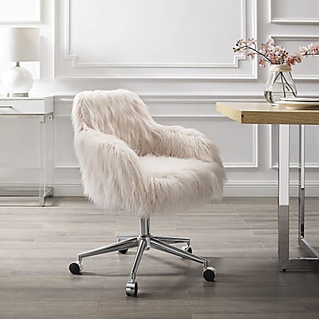 Grey faux best sale fur desk chair