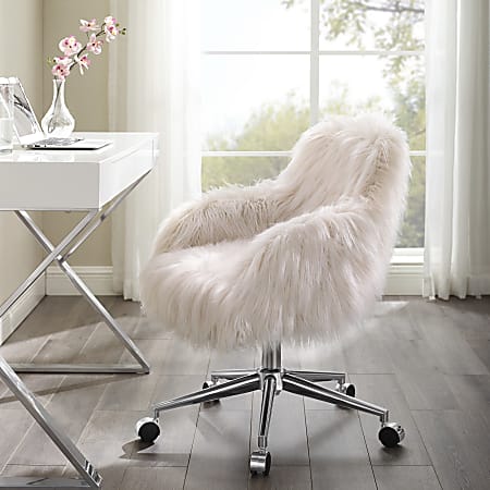 Pink furry office chair sales