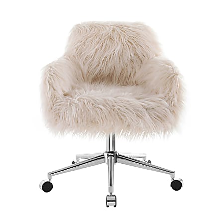 Pink faux fur office chair hotsell
