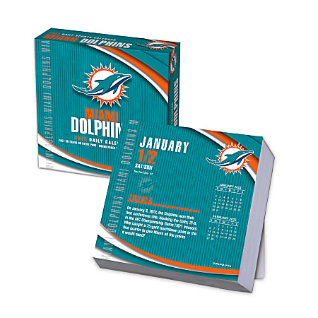 Lang Turner Licensing Boxed Daily Desk Calendar, 5-1/4" x 5-1/4", Miami Dolphins, January To December 2022