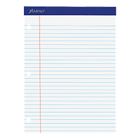 Ampad® Perforated 3-Hole Punched Dual Writing Pad, Legal