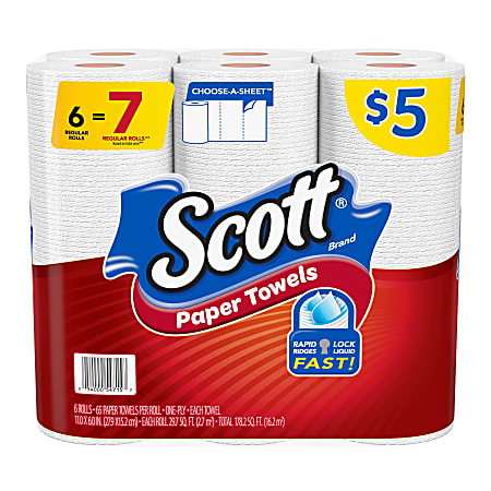 Scott Choose A Sheet 1 Ply Paper Towels 6 Rolls Total65 Sheets Per Roll  White - Office Depot