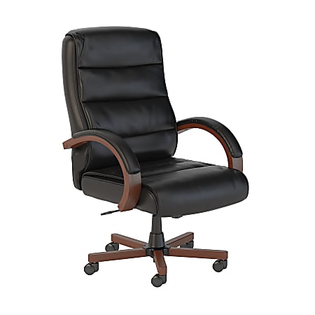 Bush Business Furniture Soft Sense Bonded Leather High-Back Office Chair, Black, Standard Delivery