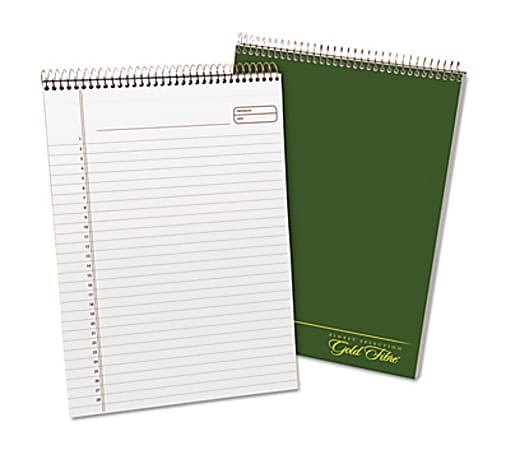 Ampad Gold Fibre Classic Wirebound Legal Pads - 70 Sheets - Wire Bound - 0.34" Ruled - 20 lb Basis Weight - 8 1/2" x 11 3/4" - White Paper - Classic Green Cover - Micro Perforated, Stiff-back, Chipboard Backing - 1 Each