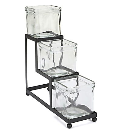 Mind Reader 3-Tier Condiment Server Jar Stand, 9-7/16"H x 3-1/16"W x 9-1/8"D, Black