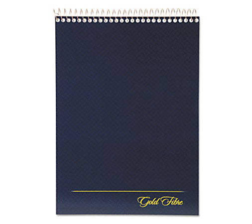 Ampad Gold Fibre Wirebound Legal Pad - 70 Sheets - Wire Bound - 20 lb Basis Weight - 8 1/2" x 11 3/4" - 8.50" x 0.4"12.3" - White Paper - Navy Cover - Micro Perforated, Easy Tear, Rigid, Chipboard Backing, Numbered - 1 Each
