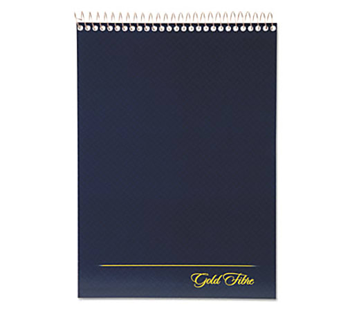 Ampad Gold Fibre Wirebound Legal Pad - 70 Sheets - Wire Bound - 20 lb Basis Weight - 8 1/2" x 11 3/4" - 8.50" x 0.4" x 12.3" - White Paper - Navy Cover - Micro Perforated, Easy Tear, Rigid, Chipboard Backing, Numbered - 1 Each