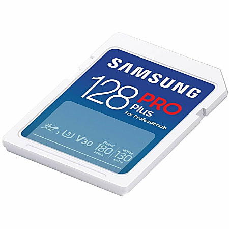Samsung PRO Plus 128 GB Class 10/UHS-I (U3) V30 SDXC - 1 - 180 MB/s Read - 130 MB/s Write - 10 Year Warranty