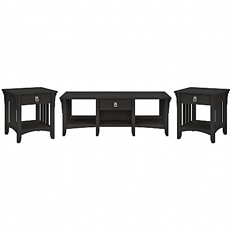 Bush® Furniture Salinas Coffee Table With 2 End Tables, Vintage Black, Standard Delivery