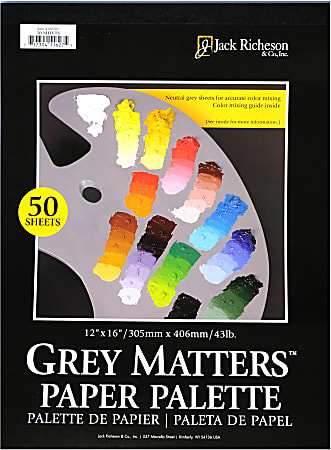 Jack Richeson Gray Matters Paper Palette Pad, 12" x 16", 50 Sheets