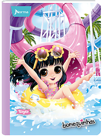 Norma Notebook, College Rule, 7-1/2" x 9-3/4”, 100 Sheets, Bonequinhas Dolls, Total Qty 1