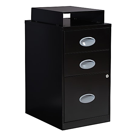Office Star™ 18"D Vertical 3-Drawer Locking File Cabinet With Top Shelf, Black