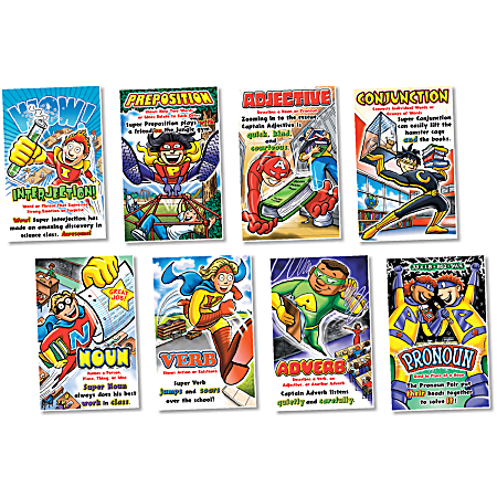 North Star Teacher Resources Parts Of Speech Superheroes Poster Set, 11" x 17", Multicolor, Pre-K - Grade 8