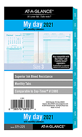 AT-A-GLANCE® Seascapes Daily/Monthly Planner Refill, 3-3/4" x 6-3/4", January To December 2021, 371-225