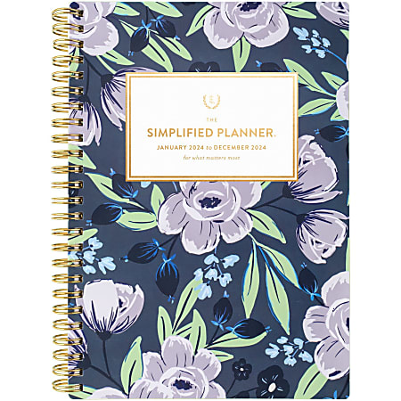 2024 Simplified by Emily Ley for AT-A-GLANCE® Weekly/Monthly Planner, 5-1/2" x 8-1/2", Lilac Floral, January To December 2024 , EL18-200