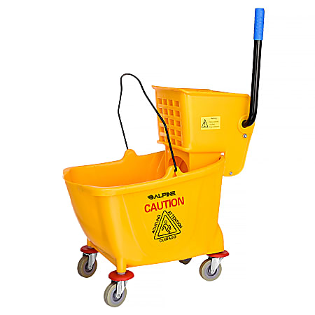 Alpine PVC Mop Bucket And Side Press Wringer, 36 Qt, Yellow