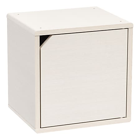 IRIS 14"H Cube Storage With Door, White Pine