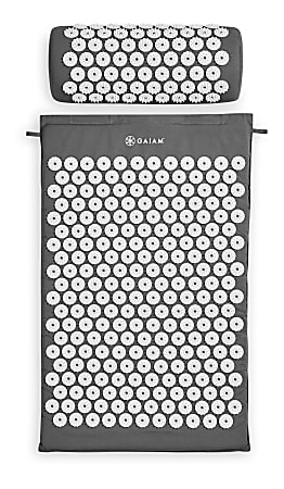 Gaiam Acupressure Mat With Pillow, 30"H x 16"W x 1"D, Gray