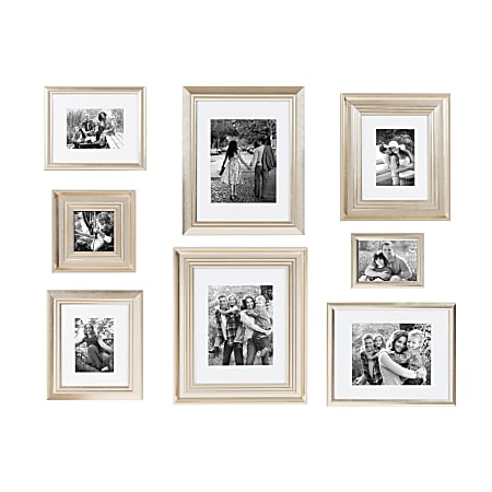 Kate And Laurel Odessa Gallery Wall Frame Set, 6-5/16” x 6-1/2”, Champagne Gold, Set Of 8