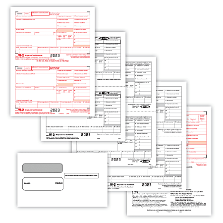 ComplyRight® W-2 Tax Forms Set, 8-Part, 2-Up, Copies A, B, C, D, Laser, 8-1/2" x 11", Pack Of 100 Forms And Envelopes