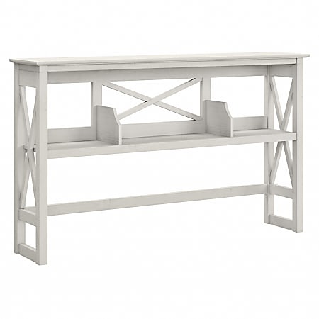 Bush® Furniture Key West 60"W Desk Hutch, Linen White Oak, Standard Delivery