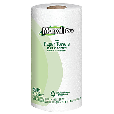 Marcal® Sunrise 100% Recycled Roll Towels, 70 Sheets Per Roll, Case Of 30 Rolls