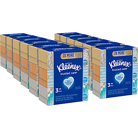 Kleenex Trusted Car Facial Tissues - 2 Ply - 8.20" x 8.40" - White - Strong, Soft, Absorbent, Durable - For Home, Office, School - 144 Per Box - 12 / Carton