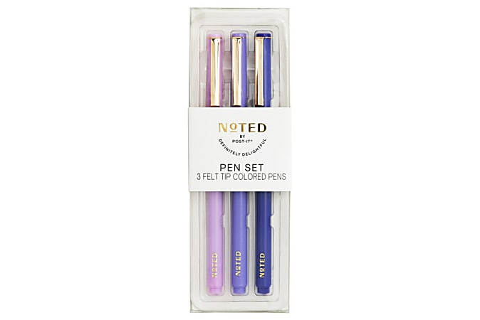 Noted by Post-it® Felt Tip Pens, Fine Point, 0.5 mm, Purple/Light Purple/Lilac, Pack Of 3 Pens