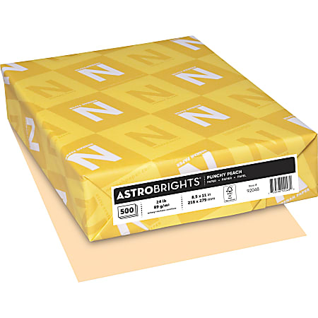 Astrobrights® Color Multi-Use Printer & Copy Paper, 1 Ream, Peach, Letter (8.5" x 11"), 500 Sheets Per Ream, 24 Lb, 94 Brightness