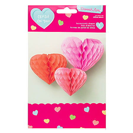 American Crafts Damask Love Valentine's Day Honeycomb Decorations, Assorted Colors, Pack Of 3 Decorations
