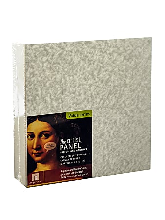 Ampersand Artist Panel Canvas Texture Cradled Profile, 6" x 6", 1 1/2", Pack Of 2
