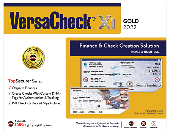 VersaCheck® X1 INKcrypt® Gold TopSecure™ Series, 2022, For Windows®, Disc/Download