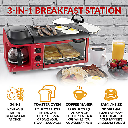 Nostalgia Electrics Retro 3 in 1 Family Size Breakfast Station