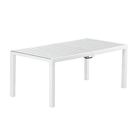 Inval Madeira Indoor And Outdoor Rectangular Plastic Patio Dining Table, 29-1/8” x 70-7/8”, White/Gray