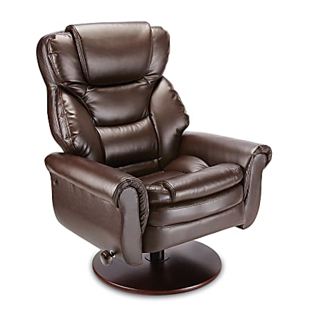 Realspace® Fairboro Leather Recliner Chair With Ottoman, 43 7/10"H x 38 3/16"W x 35 1/16"D, Brown