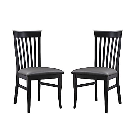 Linon Chelford Faux Leather Side Chairs, Dark Gray/Black, Set Of 2 Chairs