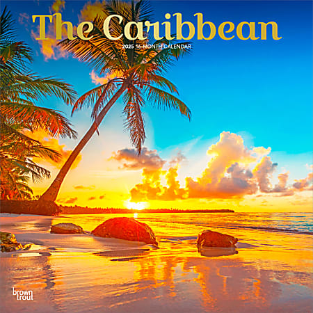 2025 BrownTrout The Caribbean Monthly Plastic-Free Square Wall Calendar, 12" x 12", Travel and Scenic, January to December 2025, 9781975474584