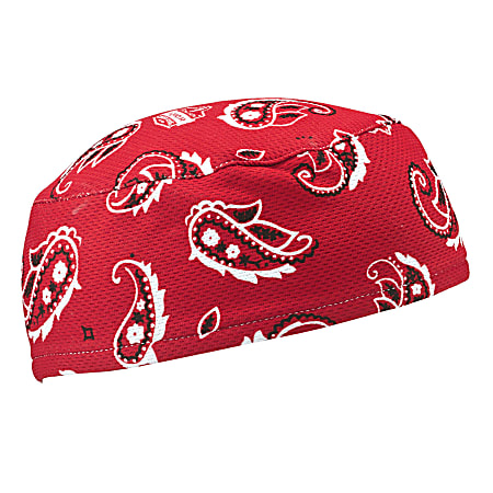 Ergodyne Chill-Its® 6630 Terry Cloth Skull Caps, Red Western, Pack Of 6 Caps