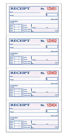 Adams® Carbonless 2-Part Money/Rent Receipt Book, 5 1/4" x 11", Book Of 200 Sets