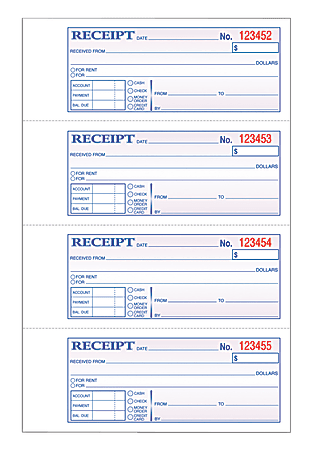 Adams® Carbonless 2-Part Money/Rent Receipt Book, 7 5/8" x 11", Book Of 200 Sets