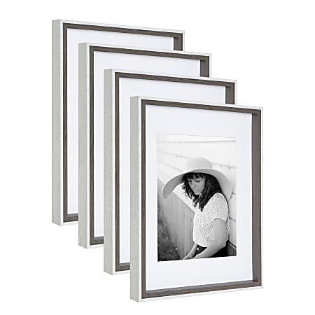 Kate and Laurel Gibson Wall Frame, 11x14, Gray/White, 4 Pack
