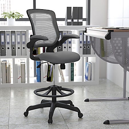 Flash Furniture Ergonomic Mesh Mid-Back Drafting Chair, Dark Gray