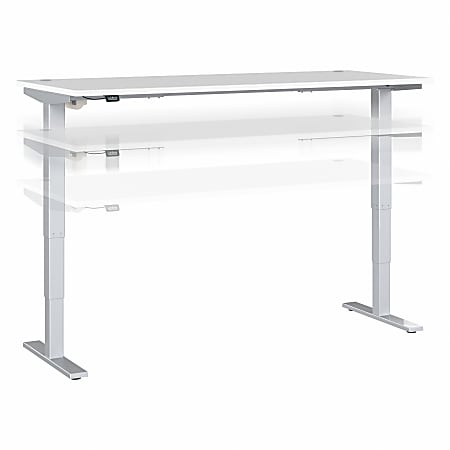 Move 40 Series by Bush Business Furniture Height-Adjustable Standing Desk, 72" x 30", White/Cool Gray Metallic, Standard Delivery