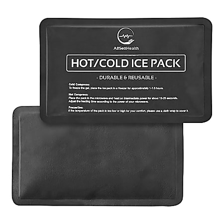 AllSett Health® Reusable Soft Gel Packs For Injuries, 10” x 6”, Black, Pack Of 2 Gel Packs