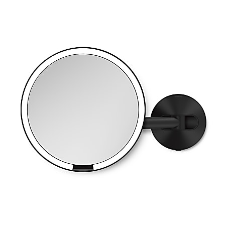 simplehuman Wall Mount Sensor Mirror, 9-1/8”H x 13-13/16”W x 3-1/8”D, Matte Black
