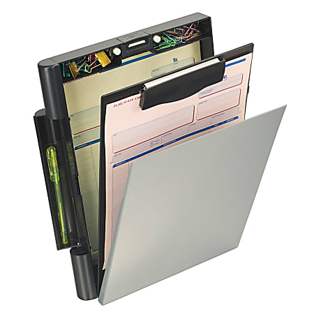 OIC® 30% Recycled Plastic Forms Holder With Storage Box, Top Opening, Black/Gray